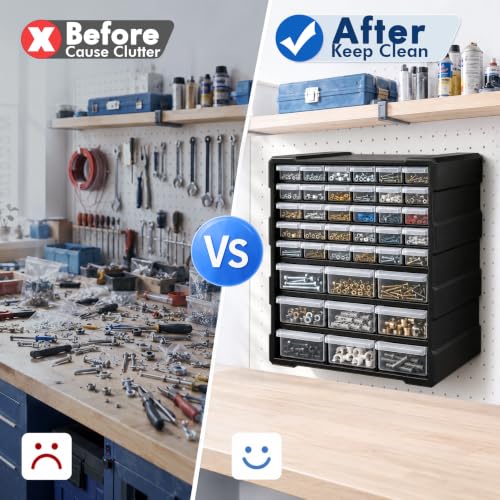 Drawer Organizer Craft Organizers and Storage with Dividers Labels Thicker | Small Parts Organizer Storage Hardware Screws Nuts Bolts Building Bricks Teacher Toolbox Charms Beads Scrapbook with Labels