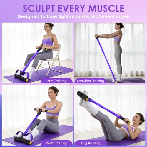 Pedal Resistance Band with Handle， Foot Pedal Resistance Band for Women，Multifunction Exercise Bands for Home Gym Full Body Workout