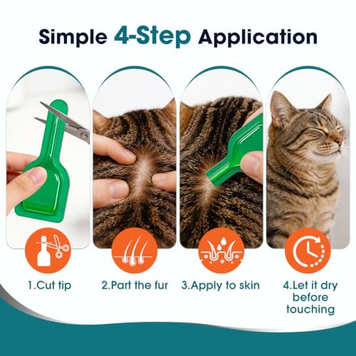 Topical Flea and Tick for Cats & Kittens Over 1.5 lbs, Waterproof, Monthly At-Home Cat Care for Cats 8 Weeks or Older, 6-Dose Supply