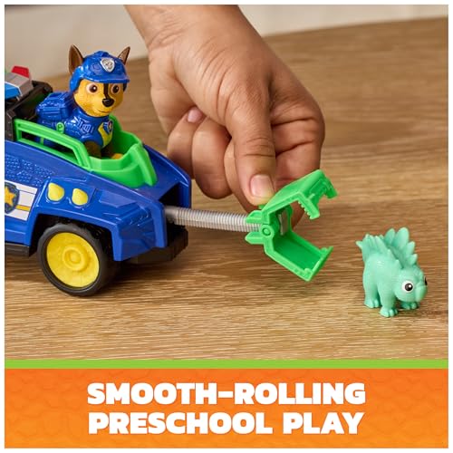 PAW Patrol The Dino Movie Chase Dino Rescue Cruiser Toy Car Vehicle | Spring Loaded Front Rescue Claw, 2 Collectible Movie Action Figures, Toy Car, Kids Toys for Boys & Girls Ages 3+