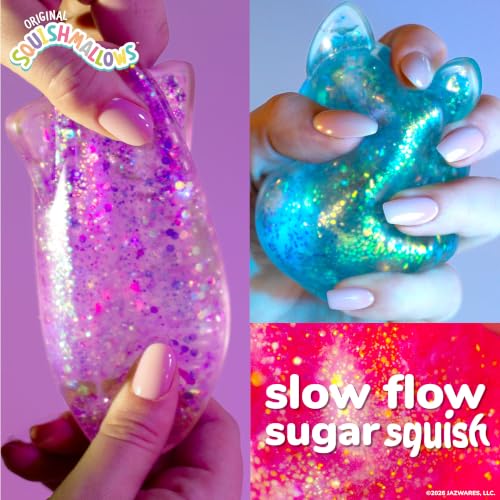 Squishmallows SLIMYGLOOP Gelli Gels 3 Pack, Slow-Flow Glitter Squishy Sensory Toy, Squeeze Stress Toy for Kids & Teens, Satisfying Sugar Squish Fidget