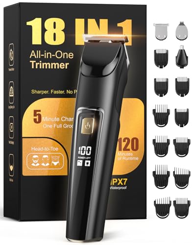 Beard Trimmer for Men, Cordless 18-in-1 Electric Razor & Hair Clipper,Gifts | Waterproof Mustache Grooming Kit, Rechargeable Beard Hair Nose Ear & Body Trimmer, Face Shaver, gift for men,husband & father
