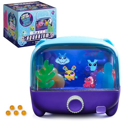 BITZEE Aquarium Interactive Fish Tank Toy & Digital Pet, Ages 5+ | Nurture 30 Virtual Fish, Reacts to Touch, Customize with LED Lights, Screen-Free Responsive Play, Birthday Gift for Kids