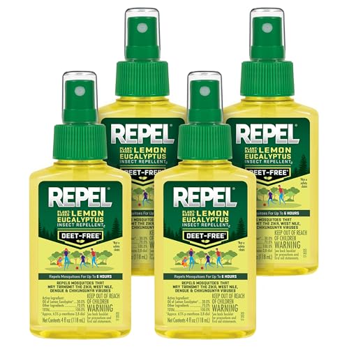 Repel Plant-Based Lemon Eucalyptus Mosquito & Insect Repellent 4 Oz, 4 Pack | Bug Spray Repels Mosquitoes, DEET-Free* Pump Spray, Protects Your Family Up To 6 Hours, Not Sticky or Greasy