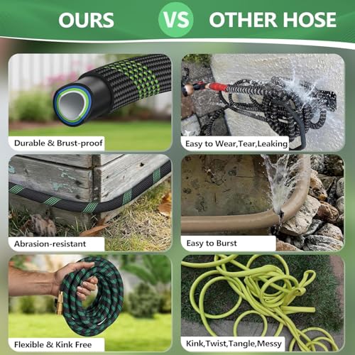 100 FT Non-Expanding Garden Hose, 2026 New Upgrated Non-Expandable Garden Water Hose - Ultra-Light & Flexible Burst-Resistant, Kink-Free Garden Hoses, All-Weather Use for Lawns, Gardens,Outdoor