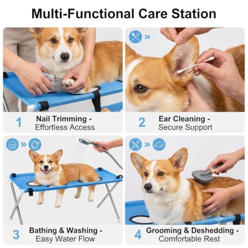 Pet Bathing Hammock for Dogs, Foldable Pet Grooming Table | Pet Washing Station, Ear Cleaning, Bathing Use, Foldable Design, Secure Strap
