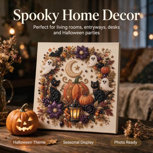 Halloween Ghost Pearl Diamond Art DIY Kit 3D Diamond Painting (Ghost) | 11.8*11.8IN Frameless, Spooky Cute Design for Adults, DIY Fall Home Decor Wall Art, Halloween DIY Gift