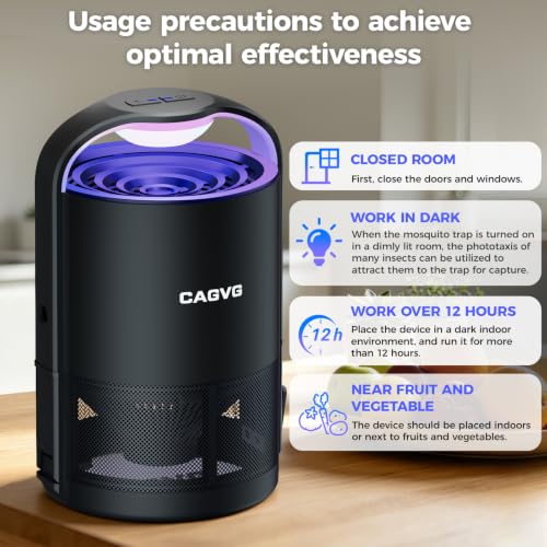 Fruit Fly Traps for Indoors, Indoor Fly Trap with Adjust Lighting, Black | Plug-in Gnat & Fruit Fly Killer for Home Kitchen Bedroom, with 10 Glue Refills