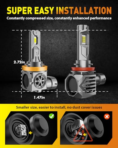 Termitor 2026 Latest H11 9005 LED Light Bulbs Combo, 100,000LM 1500% Brighter | No Flickering No Adapter Required, 70K+ Hrs Lifespan, 1:1 Halogen Driving Light Bulbs Size, Plug N Play, Pack of 4