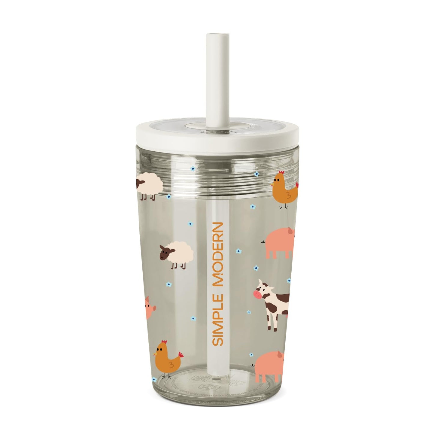 Simple Modern Toddler Tumbler with Straw | 12oz Cute Kids Cup, Farm Animals | Junior Tumbler Kids Water Bottle & Spill Proof Sippy Cup for Girls, Boys | See-Through Lid, Toddler Cup | Farm Animals