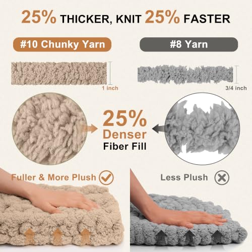 Chunky Yarn for Hand Knitting, #10 Chunky Blanket Chenille Yarn, Large Bulky Thick Jumbo Yarn, Super Chunky Knit Yarn for Crocheting, 8 Skein (8 oz 22 yds Each Skein), Beige White