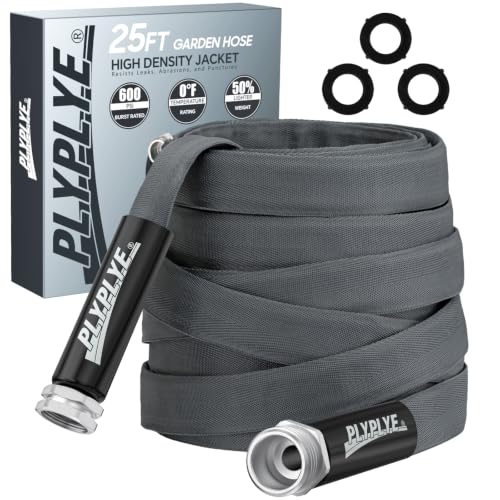 Garden Hose 25ft, Ultra-Light & Flexible Water Hose, Gray | Made of TPU(Not PVC) Hose, Non-Shrinking, Easy to Store, Drinking Water Safe Material, All-weather Use