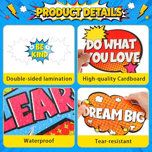 Hero Themed Mental Health Bulletin Board Set Motivational Classroom Decor Today is Good Day Inspirational Affirmation Super Themed Cutouts for Back to School Party Classroom Chalkboard Wall Door Decor