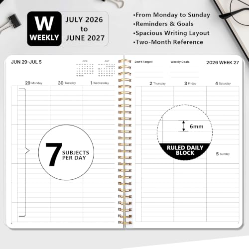 Student Planner 2026-2027, 5.8" x 8.5" Academic Planner, July 2026 - June 2027 Weekly & Monthly School Organizer with Study Skills, Goal Setting, Test Prep & Learning Pages for Middle & High School Students