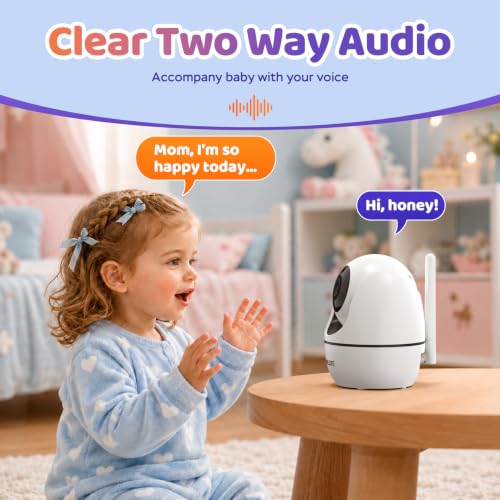 ANMEATE 6" Video Baby Monitor with Camera and Audio No WiFi | 48Hr Battery Life, Remote Pan Tilt Zoom, Thermal Sensor, Two-Way Audio, White Noise, 1000ft Long Range Secure Infant Monitor