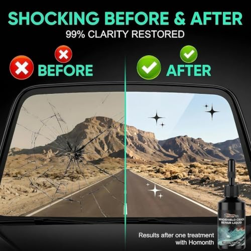 Bighero Car Windshield Crack Repair Kit – 2026 Upgrade Windshield Chip Repair Kit, Windshield Crack Repair Kit for Bullseye, Star & Linear Cracks – DIY Glass Liquid for Auto Windows, Mirrors, Glasses