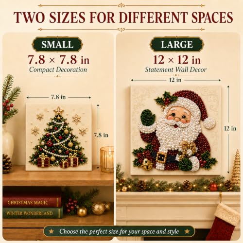 LJSCQF DIY Christmas Pearl Diamond Painting Art Kit with Frame, Home Wall Decor Art Craft Kit, Holiday Christmas Wall Decor, Handmade Home Decoration Gift (Santa Claus, 7.8x7.8in)