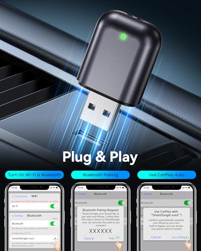 Burnt Sugar Wireless Carplay Adapter for iPhone 2026 Upgraded, Ultra-Mini USB for Apple Car Play Convert Wired to Wireless, Stable Low-Lag GPS Plug & Play for iOS 10+ & Cars from 2016+ (Jet Gray)