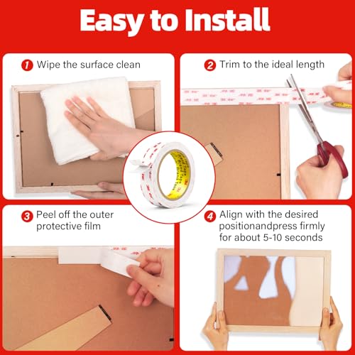 3M Double Sided Tape,1in X 9.85ft Heavy Duty Removable Mounting Tape | White Sticky Foam Tape for Wall, Picture Hanging Strips, Poster Hanger, Waterproof Adhesive Strips for LED Light