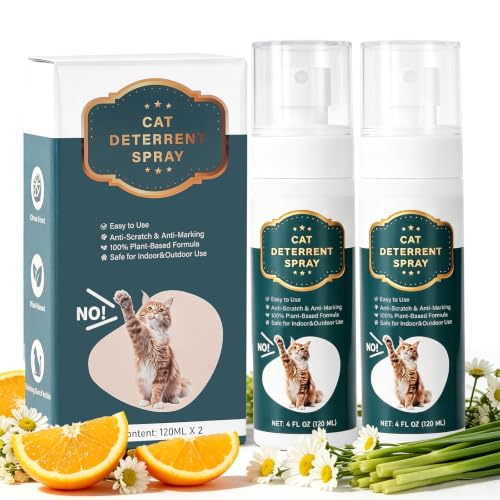 Cat Deterrent & Repellent Spray Anti-Scratch Training Aid, 8OZ 2 Pack | Furniture Protector for Sofa, Bed, Kitchen, Courtyard, Indoor & Outdoor Use, Non-Toxic & Safe for Humans & Pets