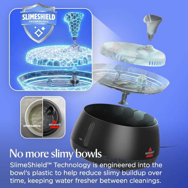 BISSELL HydrateWell Cat Water Fountain, 91oz, 4408 | Wireless pump; SlimeShield technology; 5-layer filtration; ultra-quiet operation; automatic dispensing