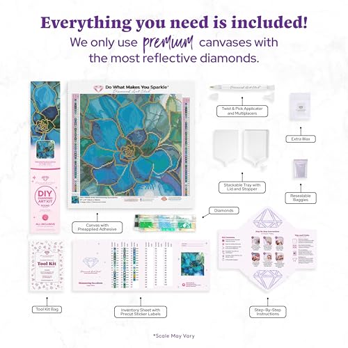 DIAMOND ART CLUB Shimmering Succulents Diamond Art Kits for Adults | Premium Diamond Painting Kit, Fun DIY Crafts for Adults, Round Diamond Art Canvas, 13" x 13" (33 x 33 cm)