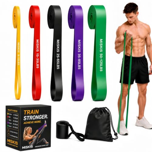 Resistance Bands for Working Out, 5-Level Pull Up Assistance Bands Set | Exercise Bands and Workout Bands for Pull-ups, Strength Training, Stretching, Mobility, and Full-body Home or Gym Workouts.