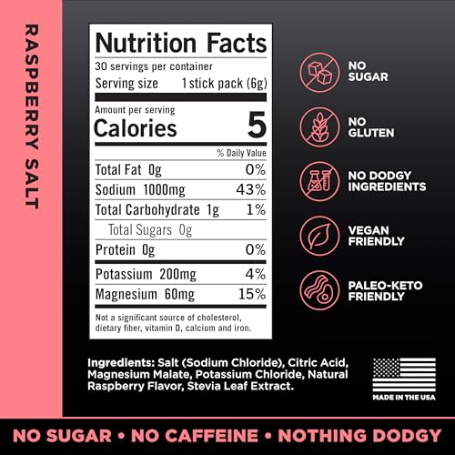 LMNT Zero Sugar Electrolytes - Raspberry Salt | Drink Mix | 30-Count