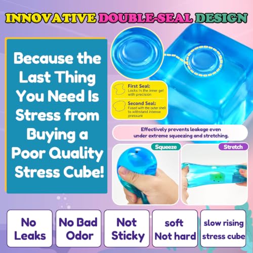Squishy Fidget Toys Stress Cube - Squeeze Toys Stress Balls for Adults Slow Rising Squishies Glow in The Dark Sugar Sensory Toys for Kids with Autism Stress Relief Fidgets for Classroom Prize Toys