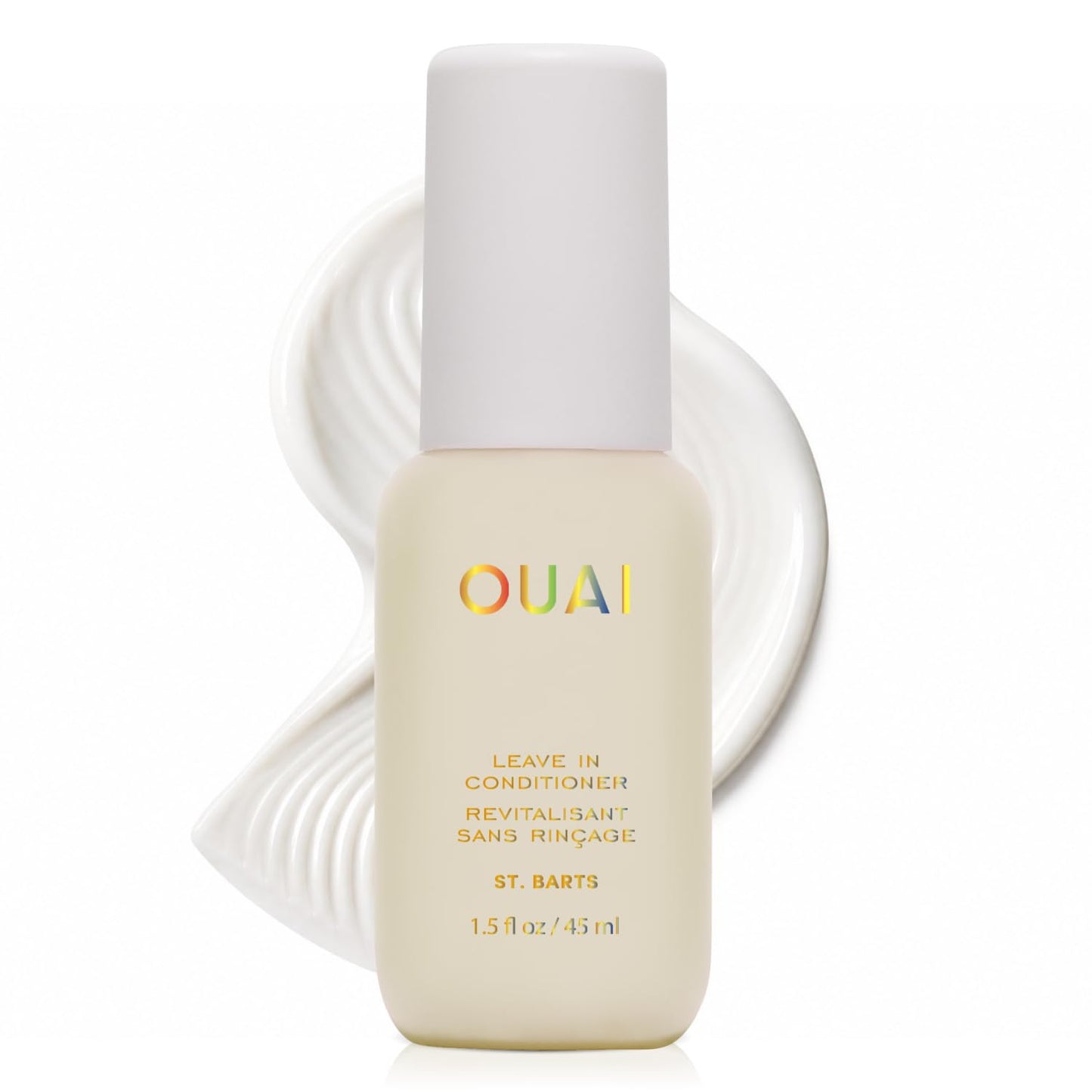 OUAI Multitasking Leave In Conditioner - St. Barts Scent - Travel Size | Heat Protectant Spray up to 450°F, Lightweight, Hydrating Detangler & Anti-Frizz Primer for Curly, Fine & Color-Treated Hair
