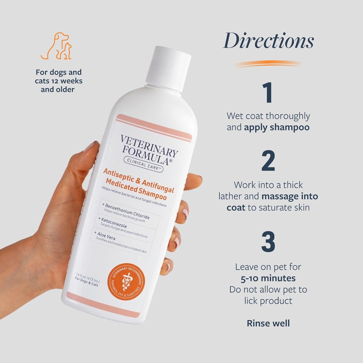 Veterinary Formula Clinical Care Antiseptic and Antifungal Medicated Shampoo for Dogs & Cats, 16 Fl Oz ‰ÛÒ Helps Alleviate Scaly, Greasy, red Skin ‰ÛÒ Paraben, Dye, Soap-Free (1 Pack)