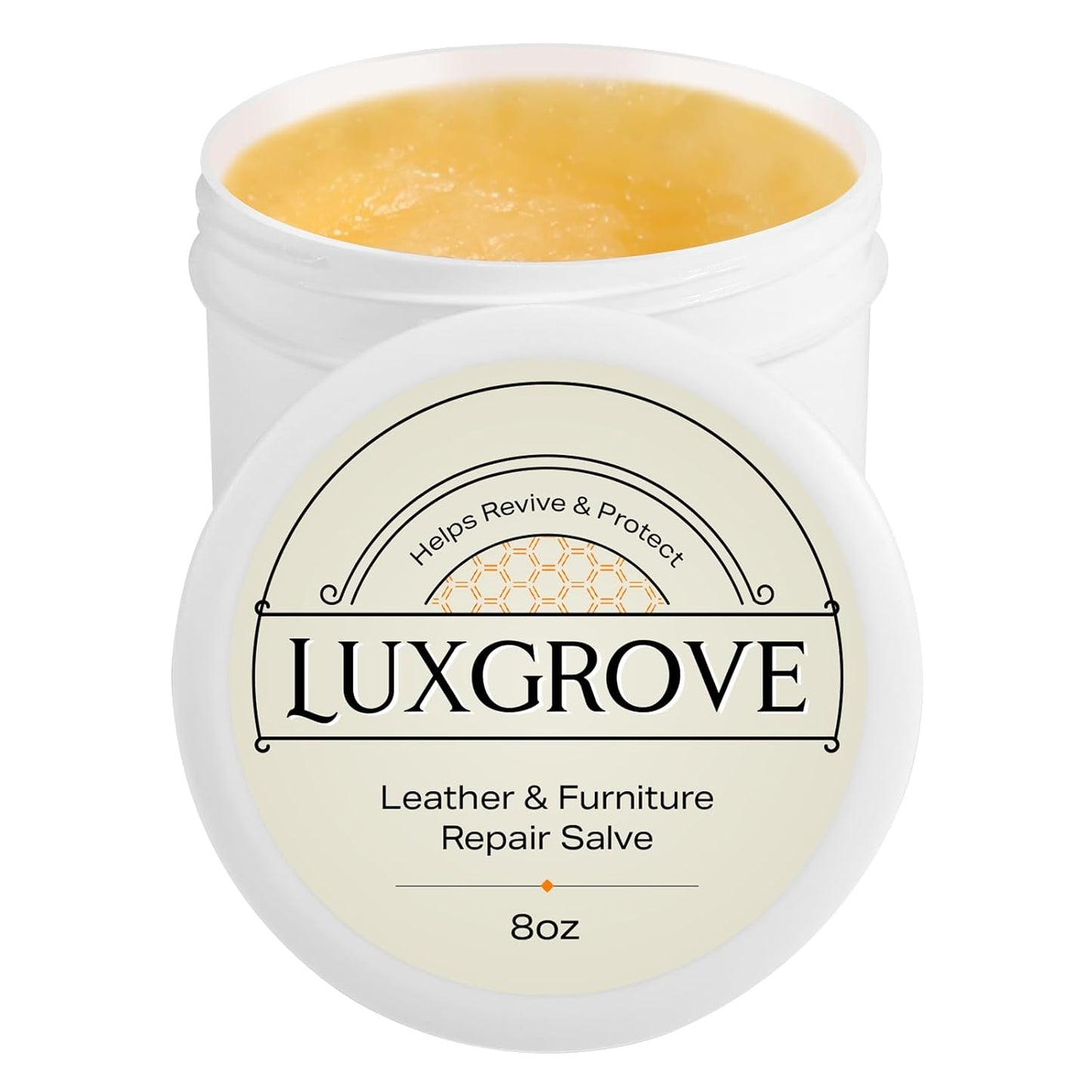 LUXGROVE® Wood & Leather Furniture Repair Salve, Conditioning Balm for Couches, Car Seats, Tables, Cabinets, Doors, Shoes, Purses, Boots & Saddles, Helps Revive Dry, Dull & Scuffed Surfaces, 8oz