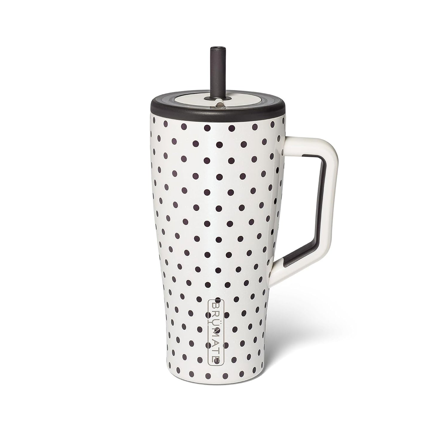 BrüMate Era 30 oz Tumbler with Handle & Straw | 100% Leakproof Insulated Water Bottle Tumbler with Lid & Flexible SoftSip Straw | Made of Stainless Steel | Cup Holder Friendly | 30oz (Polka Pearl)
