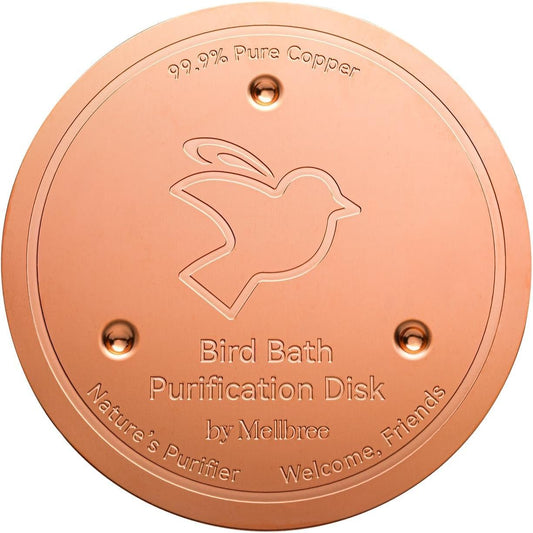 Mellbree Bird Bath Copper Disk, 0.6mm Reinforced 99.99% Pure Copper Cleaning Disk for Physical Safe Clean Water All-Season, Universal Fit for Outdoor Birdbaths, Bowl, Bird Bath Solar