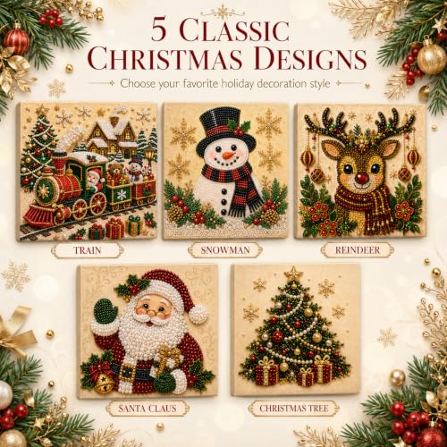 LJSCQF DIY Christmas Pearl Diamond Painting Art Kit with Frame, Home Wall Decor Art Craft Kit, Holiday Christmas Wall Decor, Handmade Home Decoration Gift (Santa Claus, 7.8x7.8in)