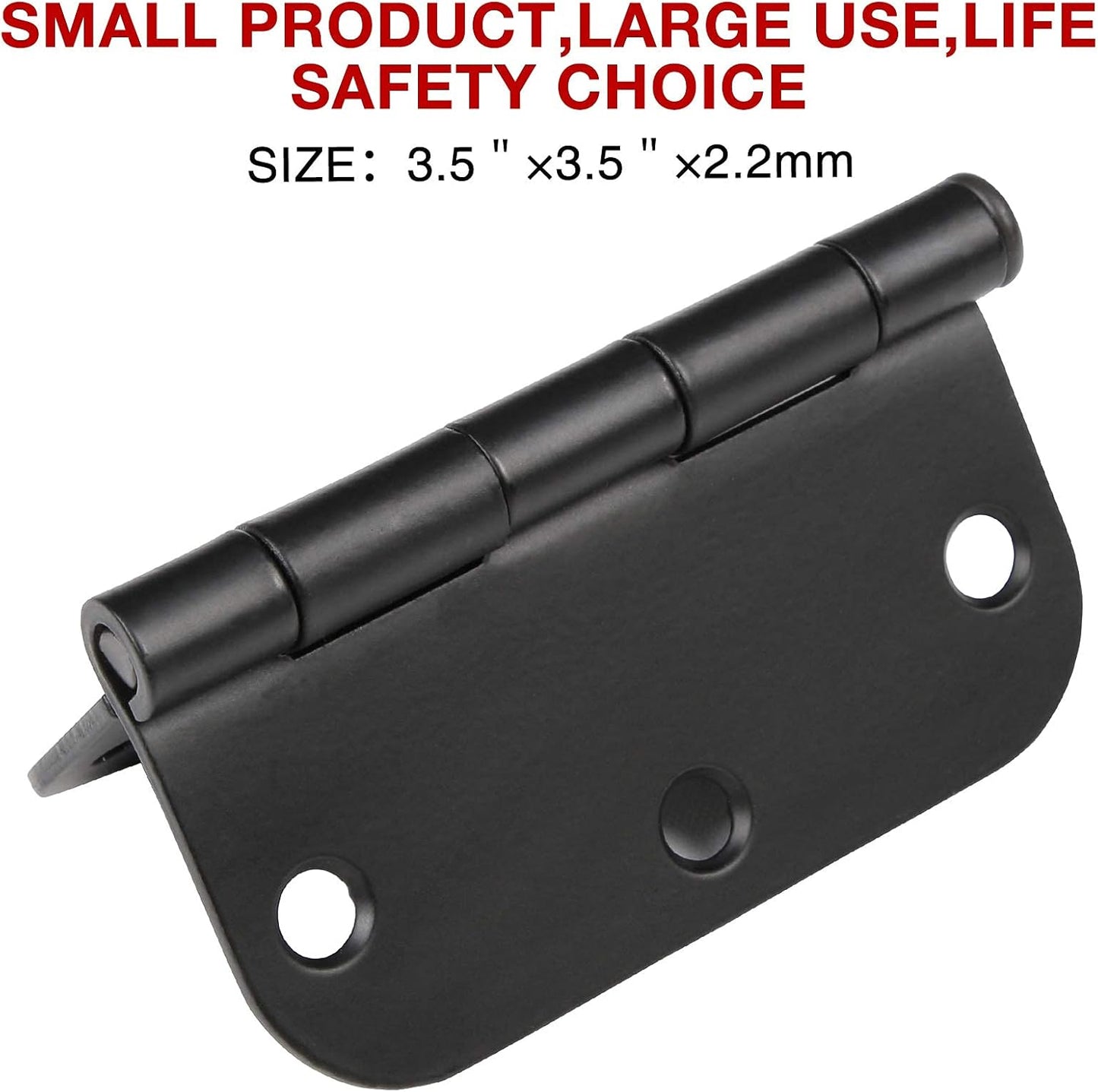 30 Pack Rounded Matte Black Door Hinges 3.5 Inch 5/8" Radius Interior 3 1/2" Flat Iron Bifold Residential Standard Bedroom Indoor for Doors 3 å?"Hardware Control H