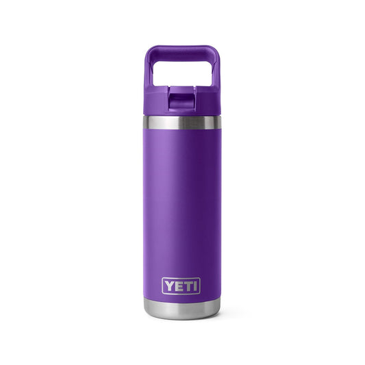 YETI Rambler 18 oz Bottle, Vacuum Insulated, Stainless Steel with Color Matching Straw Cap, Pace Purple