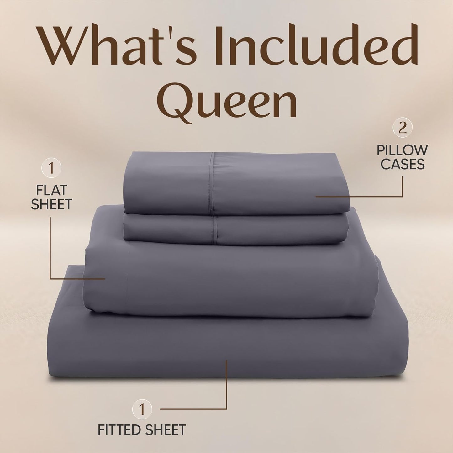 Utopia Bedding Queen Size Sheet Set ‰ÛÒ 4 Piece Bed Sheets, Soft and Breathable Microfiber, Includes 1 Fitted Sheet, 1 Flat Sheet and 2 Pillowcases ‰ÛÒ Oeko Tex (Grey)