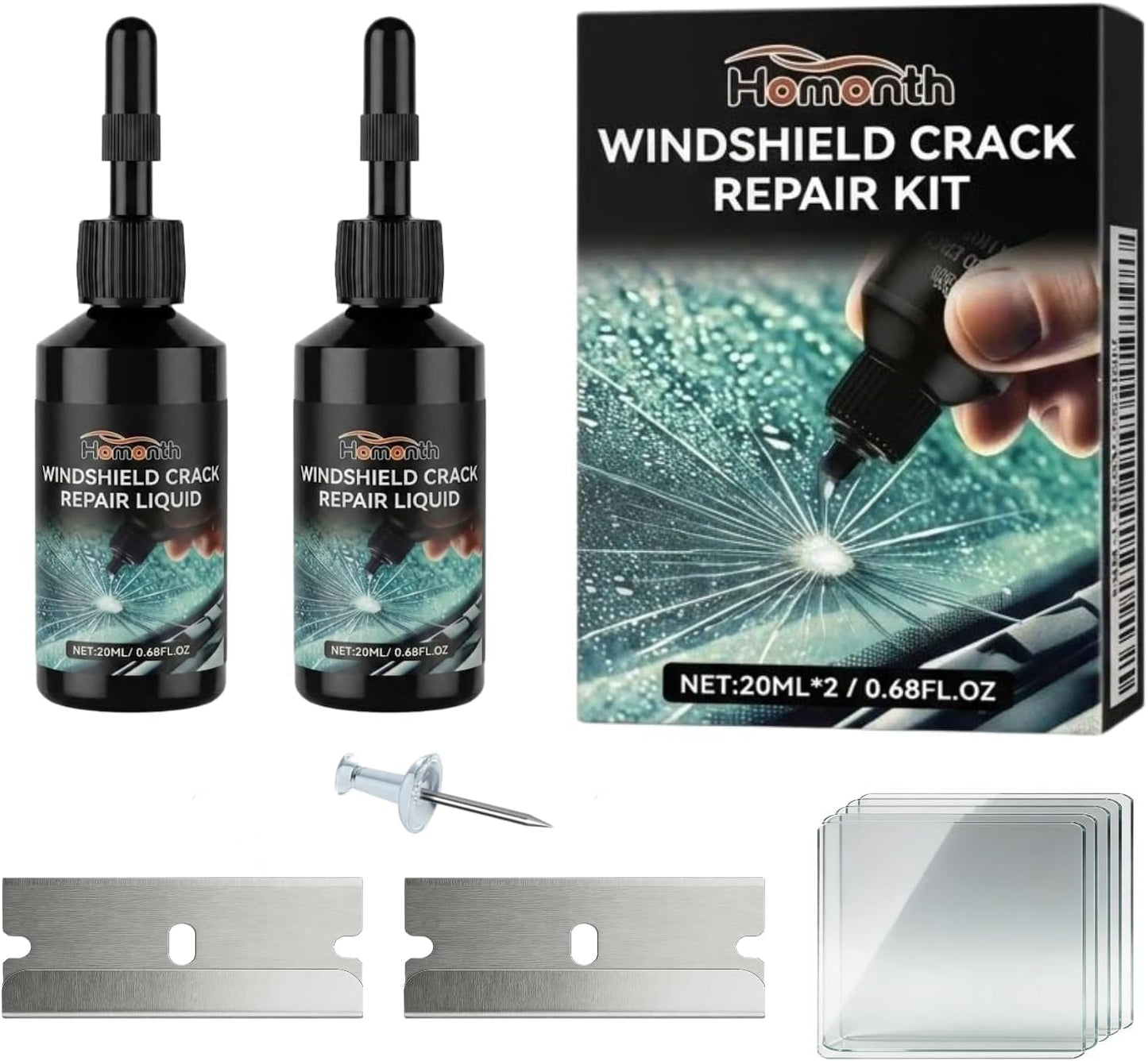 Bighero Car Windshield Crack Repair Kit – 2026 Upgrade Windshield Chip Repair Kit, Windshield Crack Repair Kit for Bullseye, Star & Linear Cracks – DIY Glass Liquid for Auto Windows, Mirrors, Glasses
