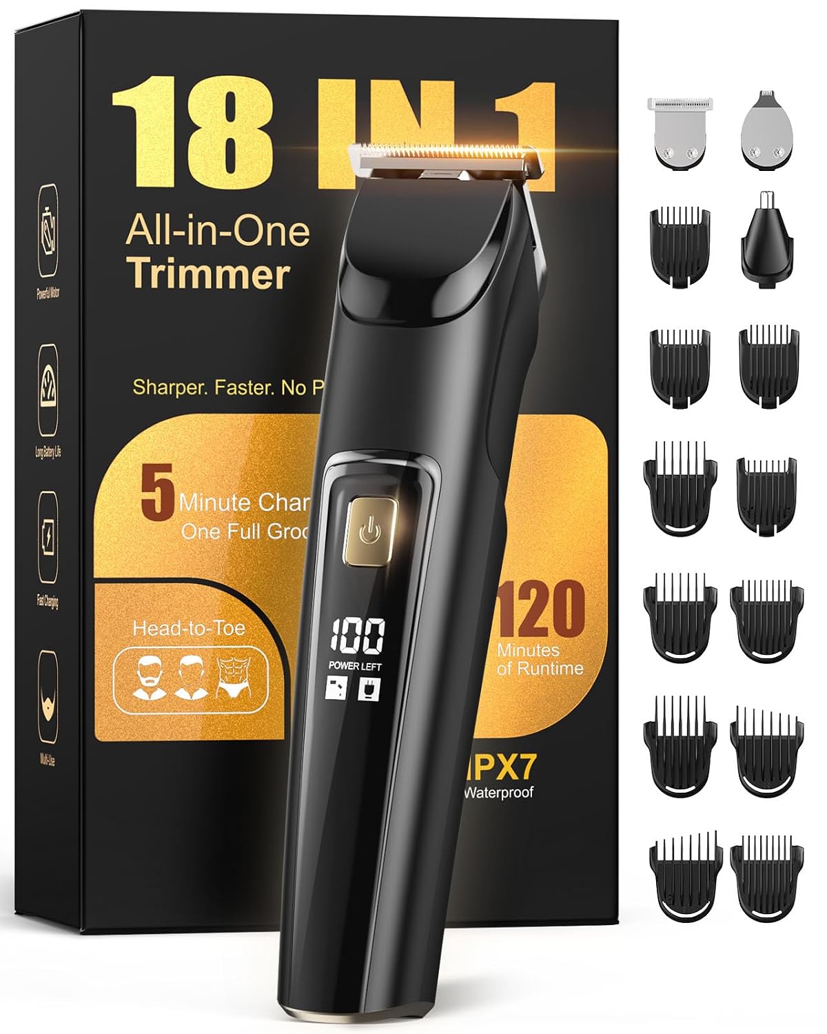 Beard Trimmer for Men, Cordless 18-in-1 Electric Razor & Hair Clipper,Gifts | Waterproof Mustache Grooming Kit, Rechargeable Beard Hair Nose Ear & Body Trimmer, Face Shaver, gift for men,husband & father