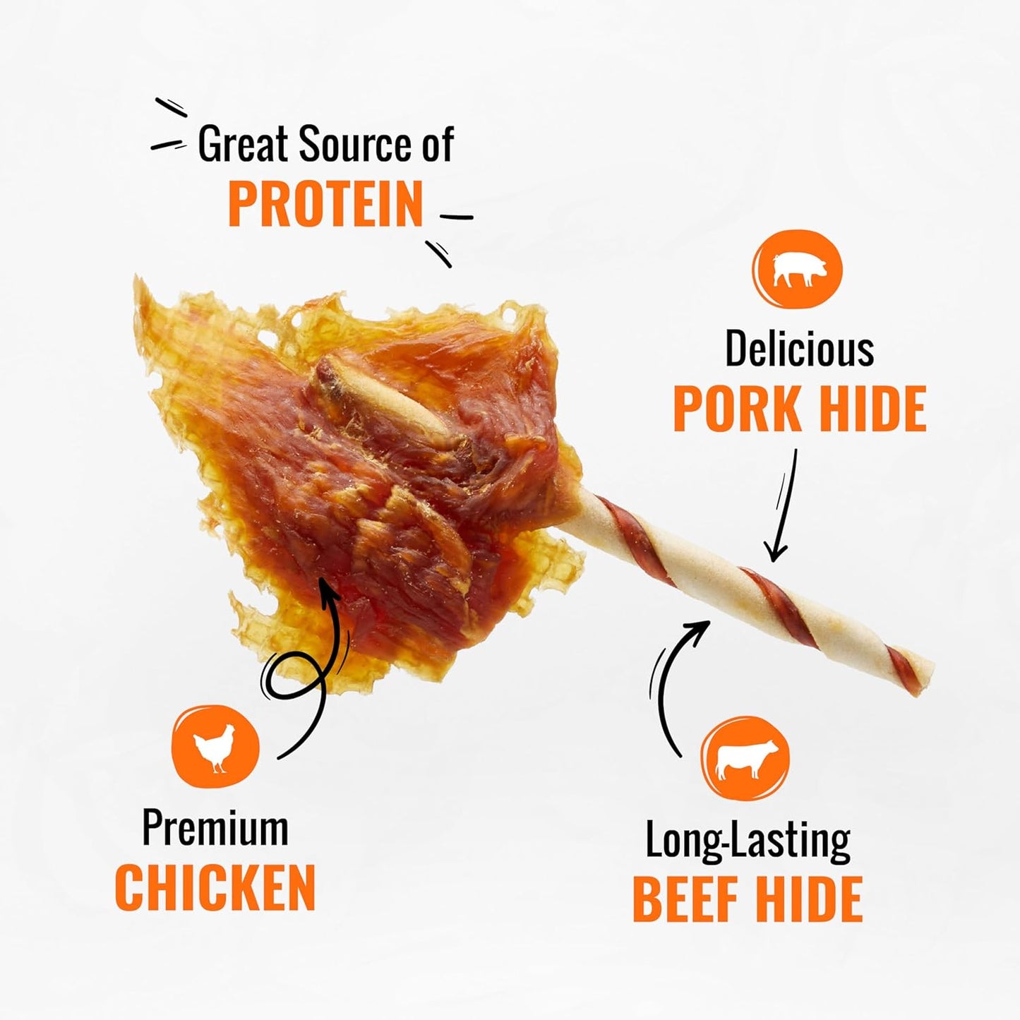 Good ‰Û÷n‰۪ Fun Triple Flavor Wings Chews for All Dogs, 12 Ounces, Treat Your Dog to Long-Lasting Chews Made from Chicken, Pork Hide and Beef Hide