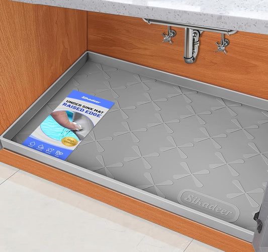 SIKADEER Under Sink Mat Waterproof 34" x 22", Silicone Mat Kitchen Drawer Shelf and Cabinet Liner, Sink Protector for Kitchen Organizers and Storage, Boot Tray Pet Food Mats