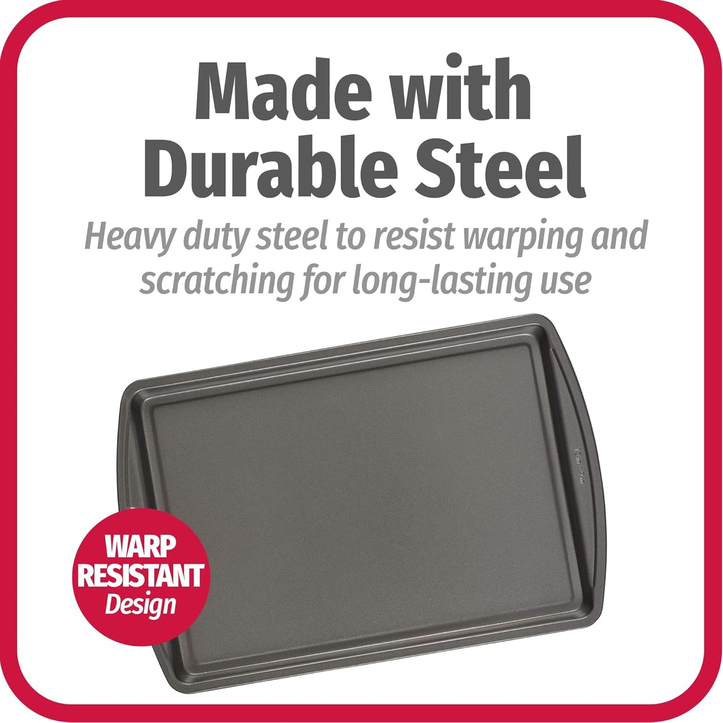 GoodCook Everyday Nonstick Carbon Steel 13‰۝ x 9‰۝ Baking Sheet Set, 3 Pack ‰ÛÒ Standard-Sized Carbon Steel Cooking Pans, Bakeware Set, Cookie Sheets for Baking, Oven Pan Set