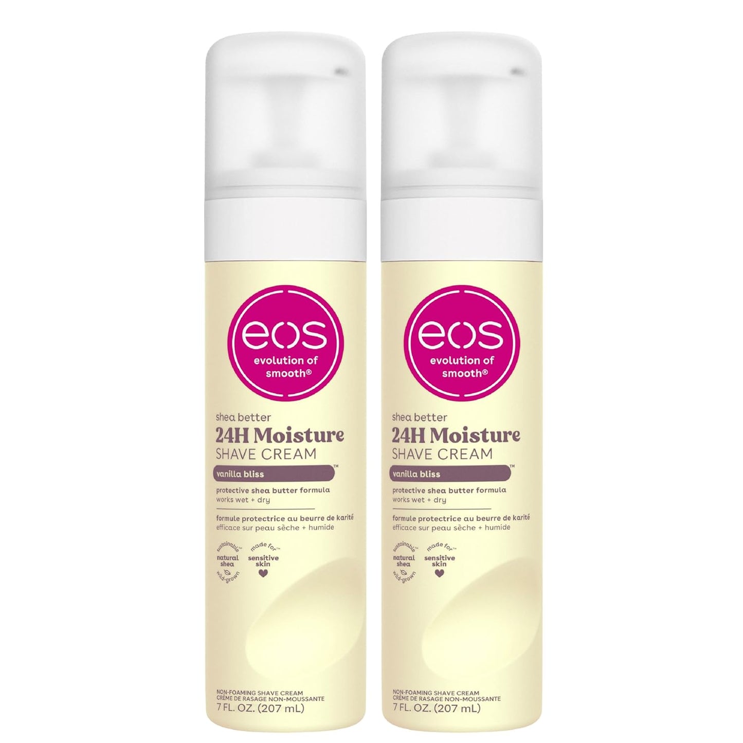 EOS| Shea Buttter| Kraite +| 24H Moisture Hydration 24H Shave Cream | Vanilla Bliss | 7fl oz. | (Pack of 2)