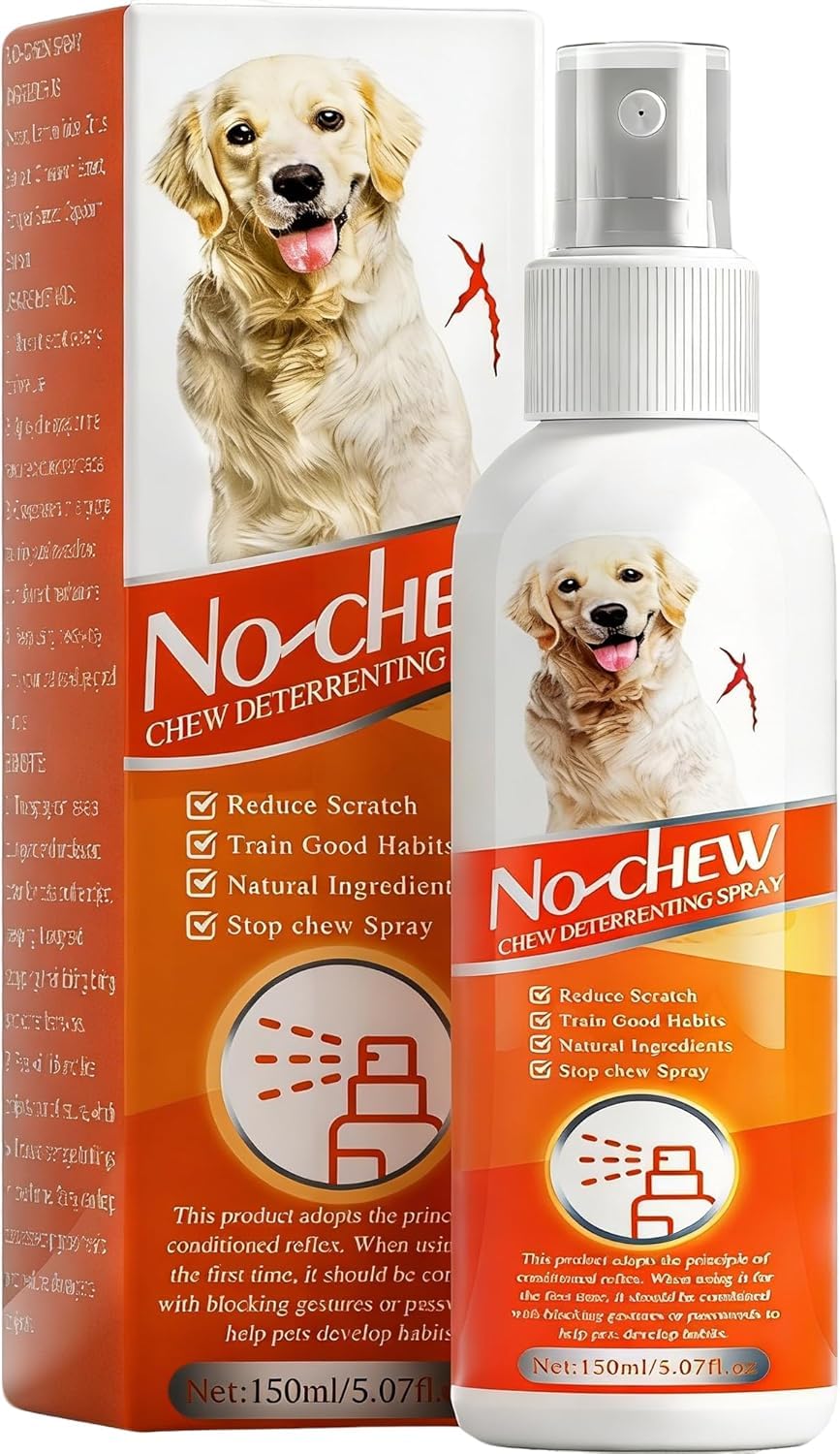 No Chew Spray for Dogs, 5.07 Oz Bitter Apple Spray for Dogs to Stop Chewing, Pet Deterrent Spray, Dog Anti Chew Spray for Furniture Protect, Prevent Dog Chewing Licking, No Bite & Marking