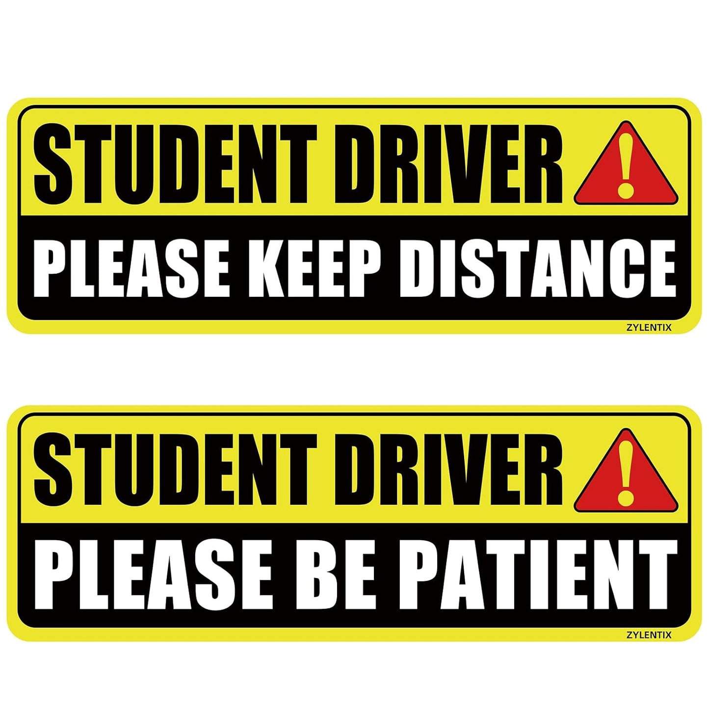 Student Driver Magnet for Car 2 Pack, Large Reflective 10x3.4 in | Please be patient new driver signs, weatherproof, stays on at highway speeds, removes clean, for teen and beginner drivers