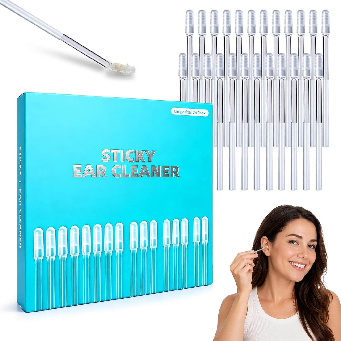 Sticky Ear Cleaning Stick,Sticky Ear Cleaners for Adults,Reusable Ear Cleaner Sticky Pick,Resin Gel Ear Stick Gentle Ear Wax Removal Tool 1Set