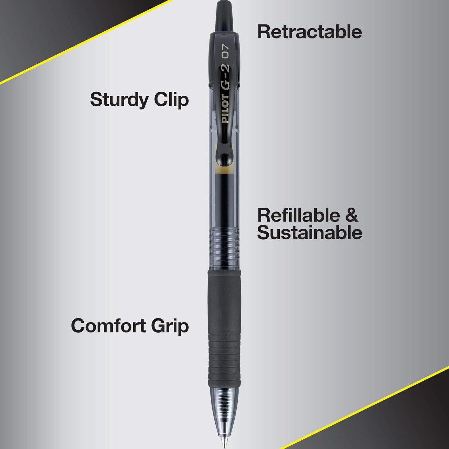 PILOT G2 Premium Refillable & Retractable Rolling Ball Gel Pens, Fine Point, Black Ink, 12 Count (Pack of 1) (31020)