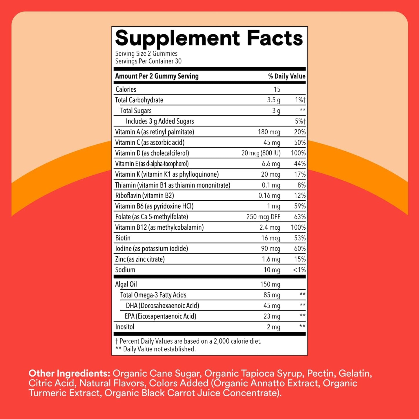 SmartyPants Kids Multivitamin Gummies with Omega 3 DHA/EPA, Vitamins D3, C, B12, B6, A, K, and Zinc, Gluten Free, Clean Label, Three Fruit Flavors, 60 Gummies (30 Day Supply)