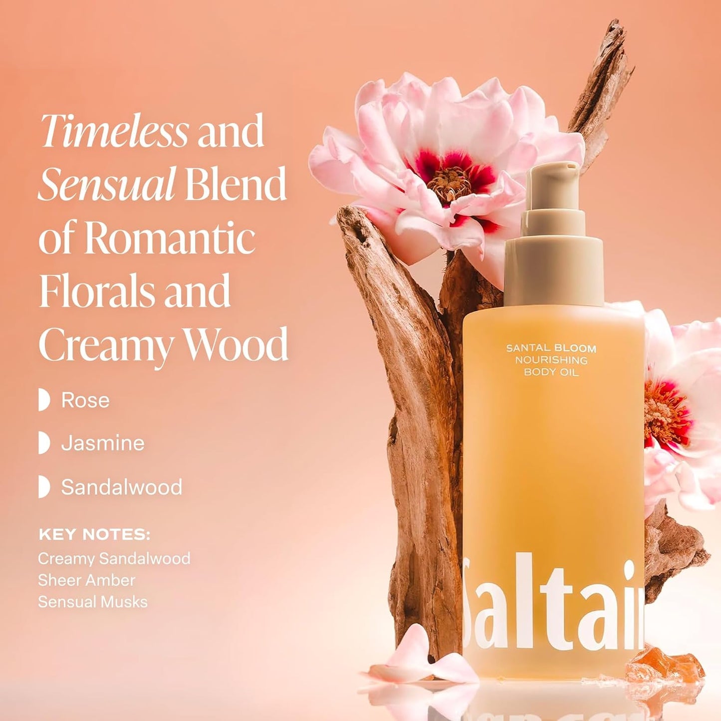 Saltair Body Oil - Luxurious Santal Bloom After Shower and Bath Oil for Women and Men. Botanical, Non-Greasy, Well-Absorbing Moisturizer for Hydrating Dry Skin ‰ÛÒ 4oz Pump Bottle